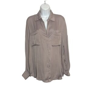 Free People Womens XS Blouse Top Silky Satin Quiet Luxury Going Out Career‎